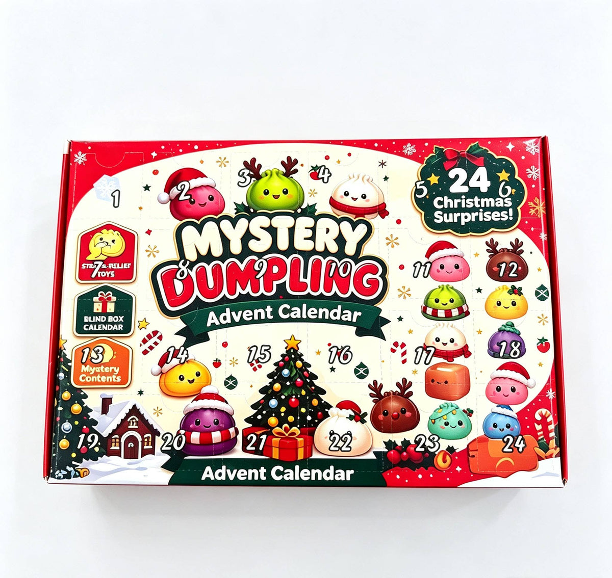 Eagle Crest Industries Inc. - Christmas Dumpling Advent Calendar 24‑Pcs Squishy Toy Set