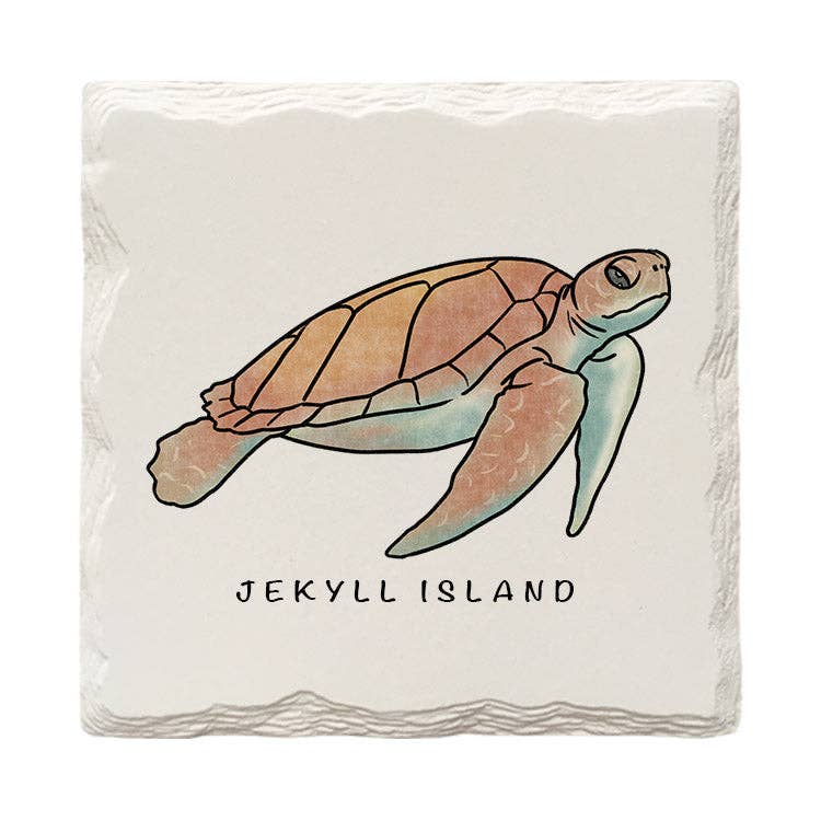 Mill Wood Art - Customizable Loggerhead Sea Turtle Doodle | Drink Coaster