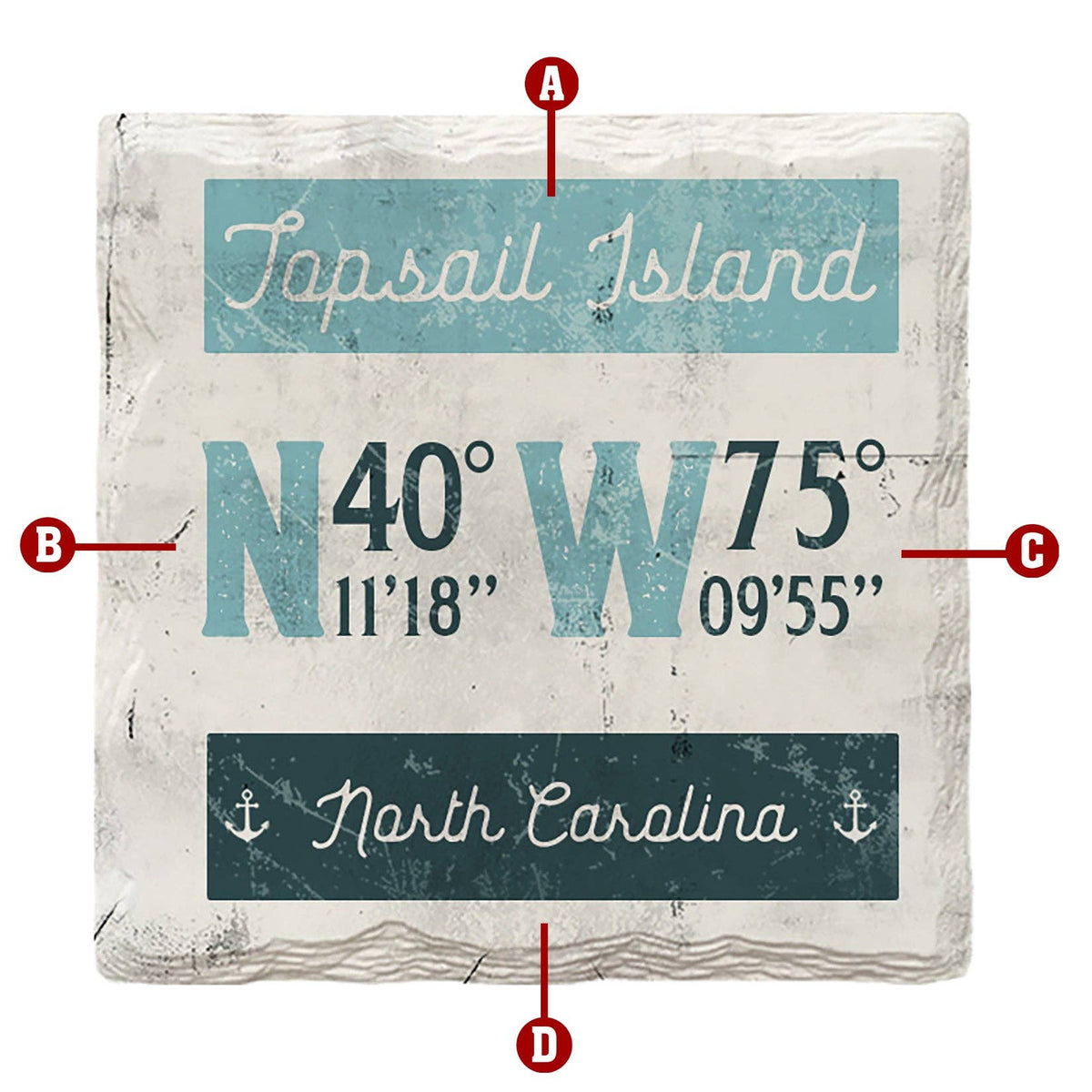Mill Wood Art - Customizable Latitude Longitude Coastal | Drink Coaster