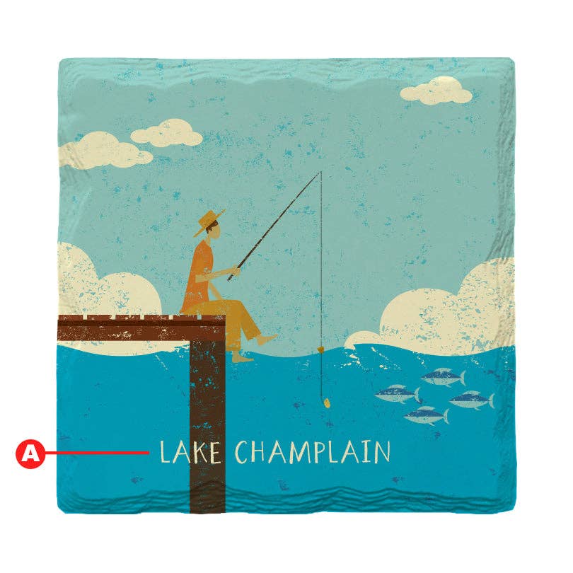 Mill Wood Art - Customizable Whimsy Fishing | Drink Coaster