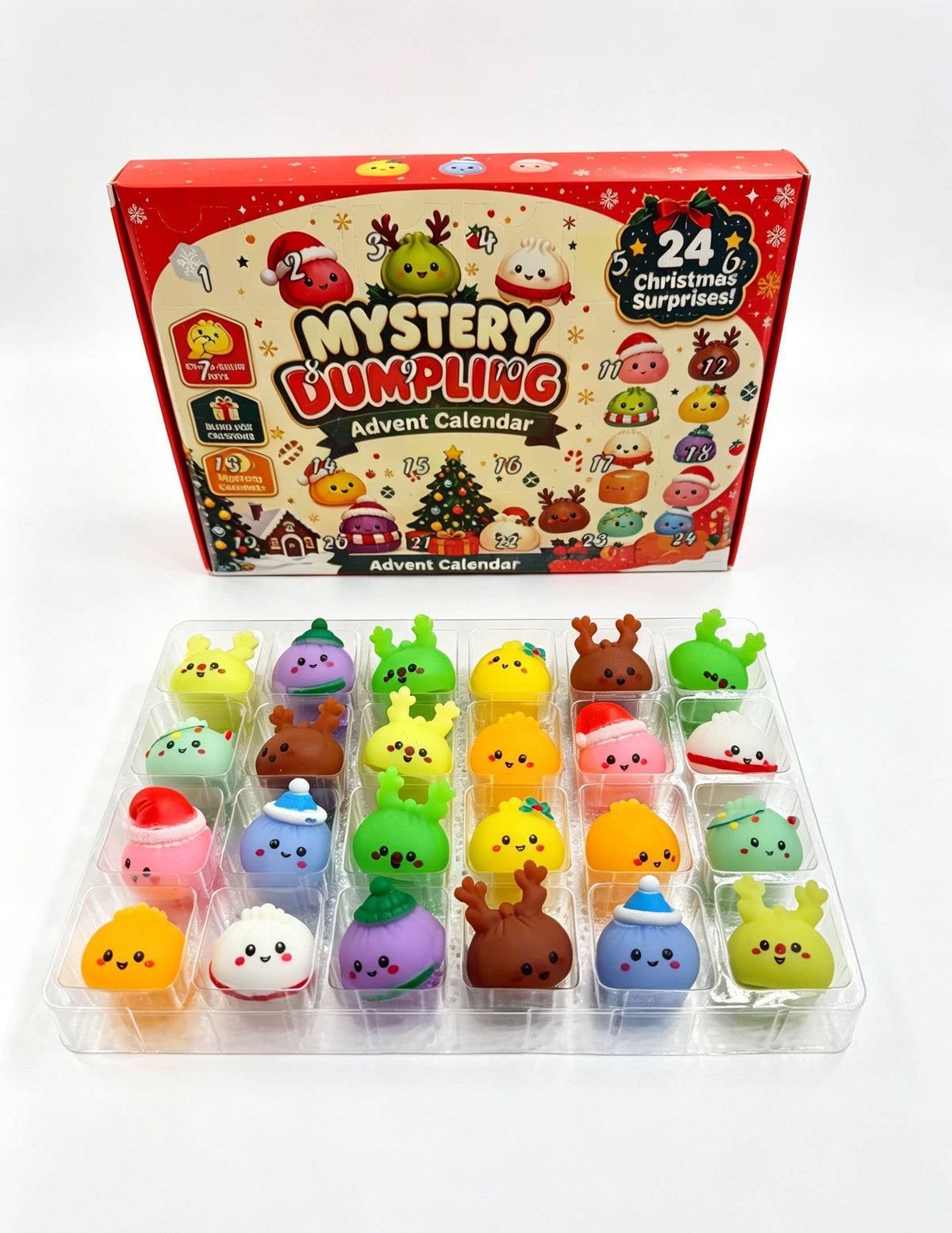 Eagle Crest Industries Inc. - Christmas Dumpling Advent Calendar 24‑Pcs Squishy Toy Set