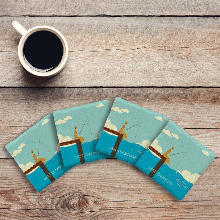 Mill Wood Art - Customizable Whimsy Fishing | Drink Coaster