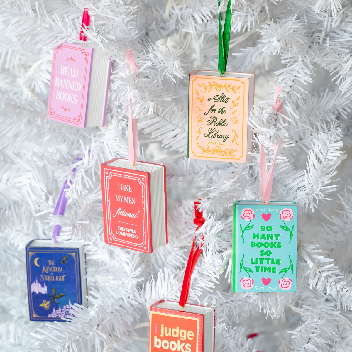 Jollity & Co. + Daydream Society - I Judge Books By Their Covers Book Christmas Ornament