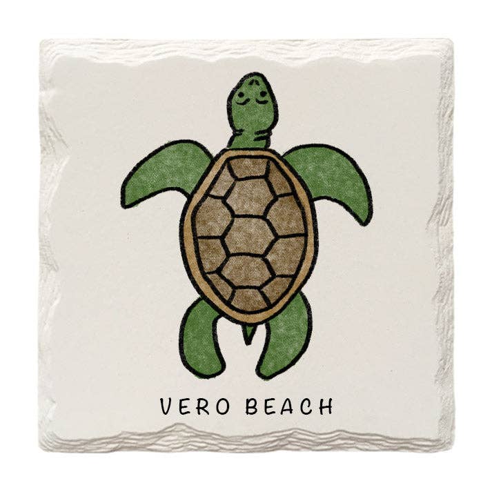 Mill Wood Art - Customizable Sea Turtle Doodle | Drink Coaster